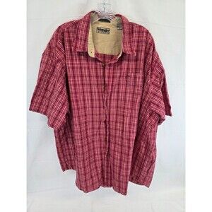 Wrangler Hero Shirt Mens 3XL Red Plaid Button Up Short Sleeve Western